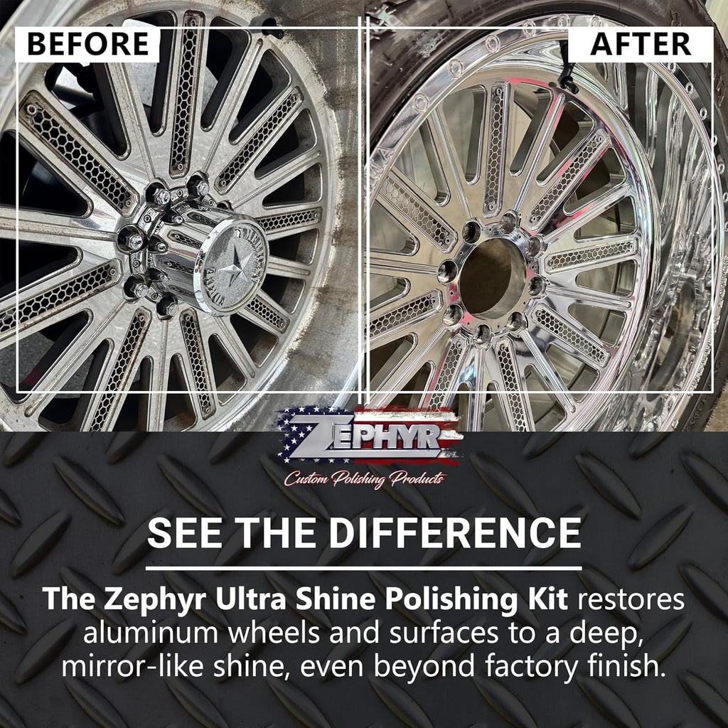 - Ultra Shine Forged Wheels Aluminum Polishing Kit - Aluminum Wheel Polisher - Stainless Steel & Metal Polishing Kit Made for Semi & Lifted Trucks, Billet Parts, & More