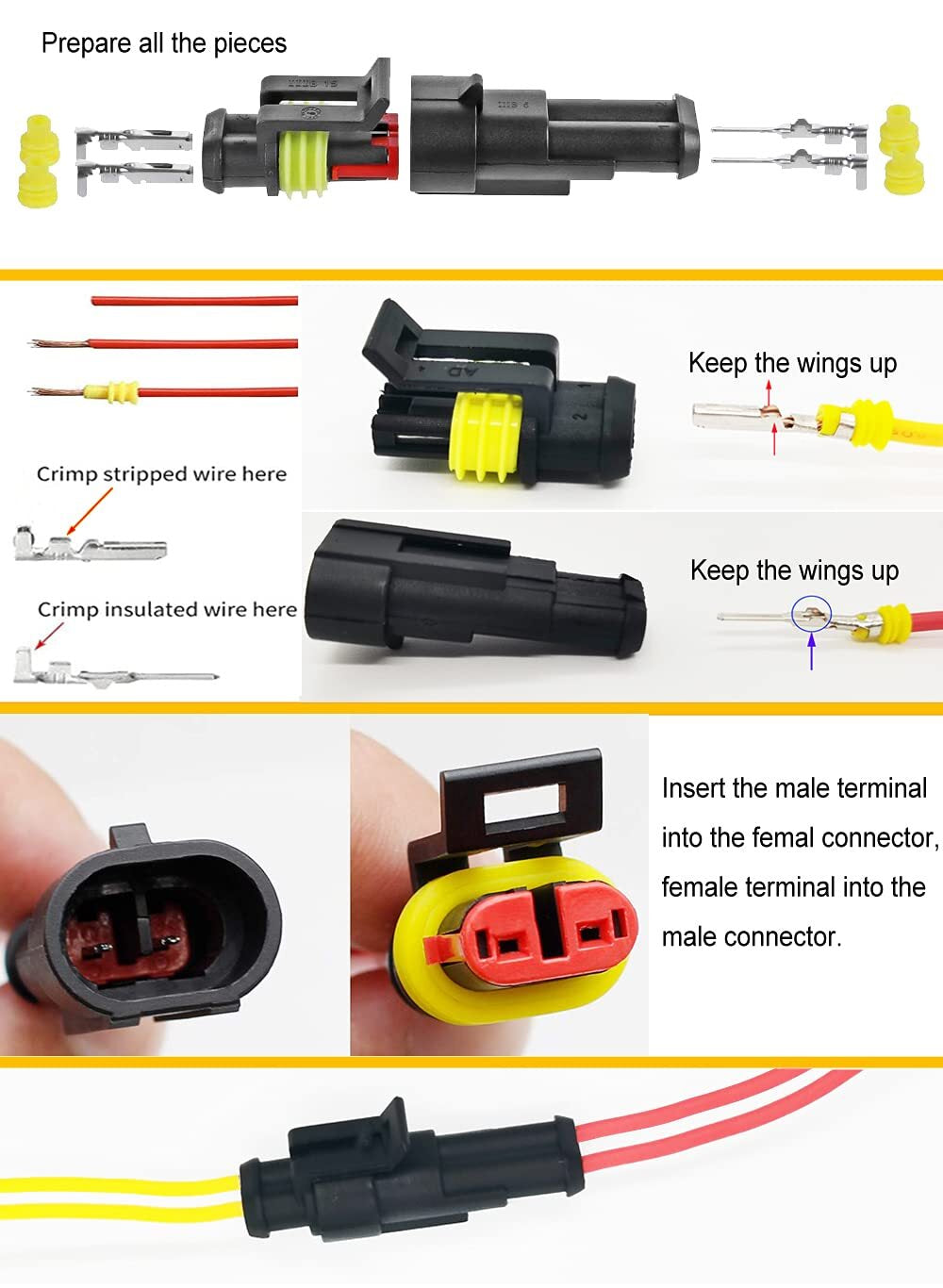 352Pcs Waterproof Car Electrical Connector Terminals Automotive Electrical Wi...