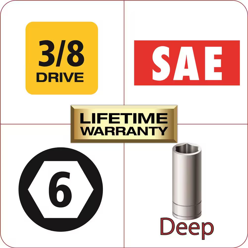 3/8 In. Drive 9 Mm 6-Point Metric Deep Socket