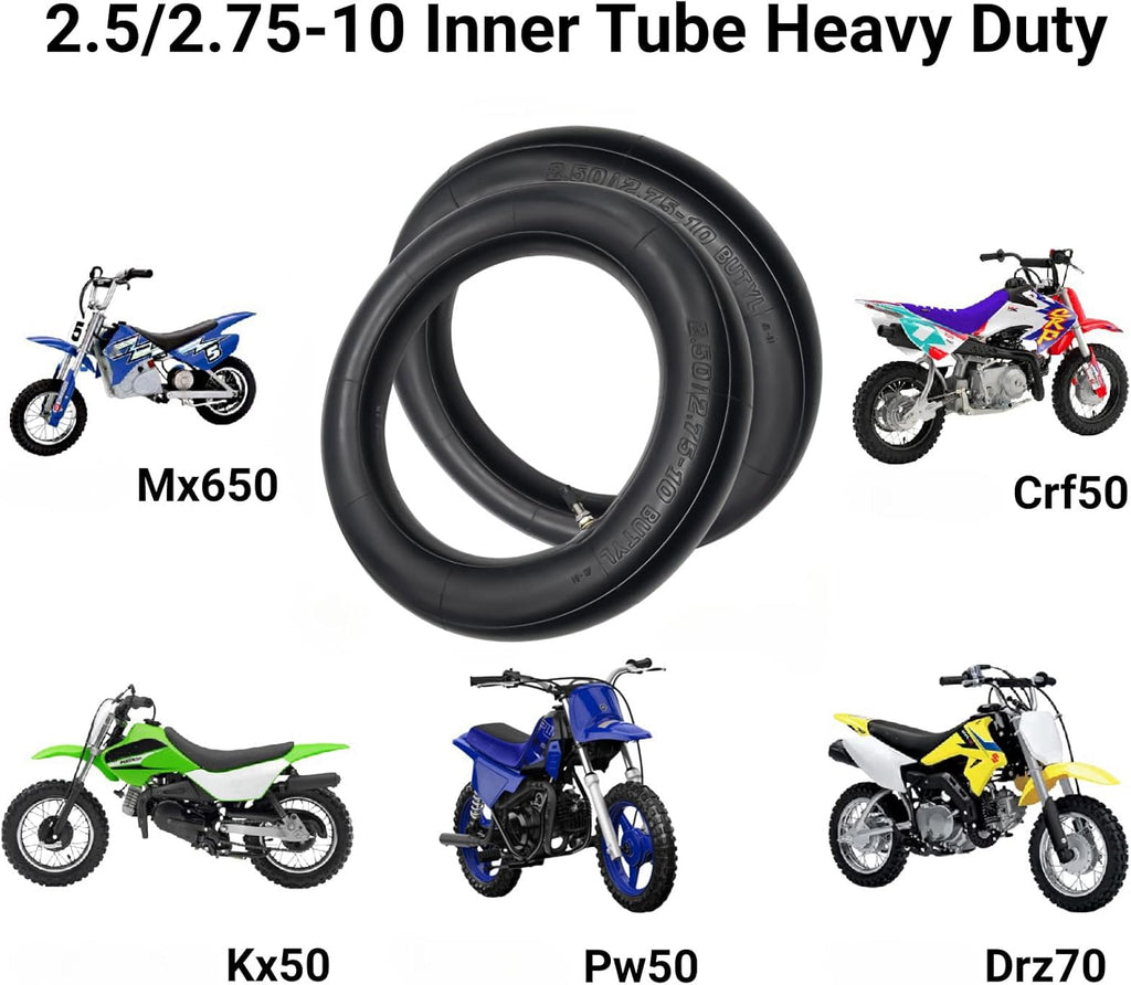2.50-10 Dirt Bike Tube for Honda'S Mini Pit Bike Crf50/Xr50 Yamaha Pw50 Razor Mx650 / Mx500 Suzuki Drz70 / Jr50 Dirt Bike Tires 2.5/2.75-10 Inner Tube Heavy Duty