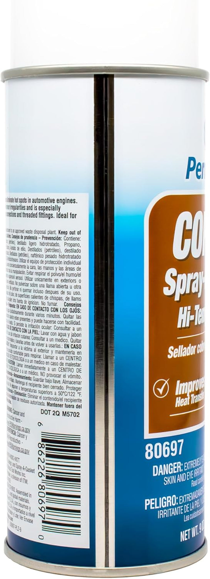 80697 Copper Spray-A-Gasket Hi-Temp Adhesive Sealant, 9 Oz. Net Aerosol Can , Orange