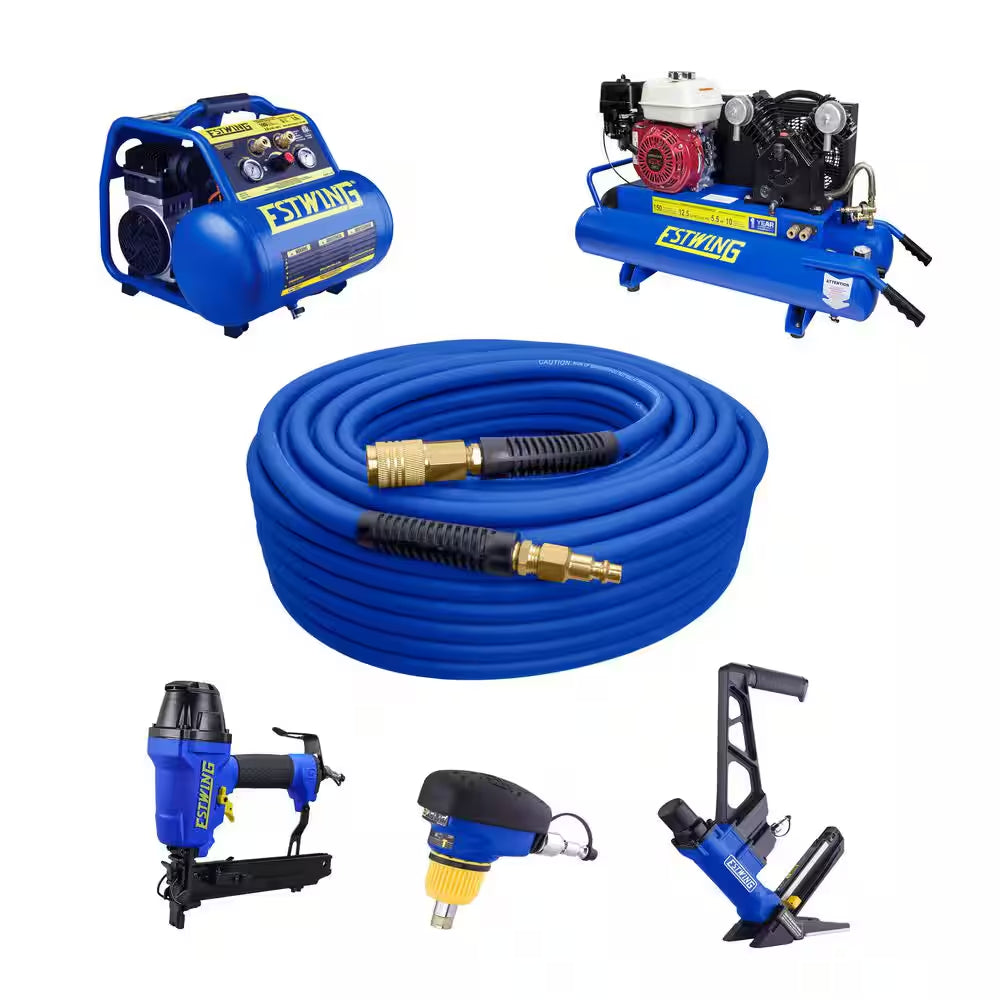 3/8 In. X 50 Ft. Pvc/Rubber Hybrid Air Hose with 1/4 In. Brass Fittings