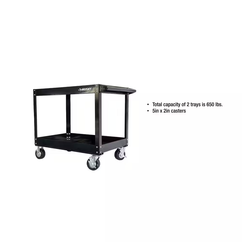 36 In. W X 24.1 In. Deep 2 Tier Cart, Gloss Black