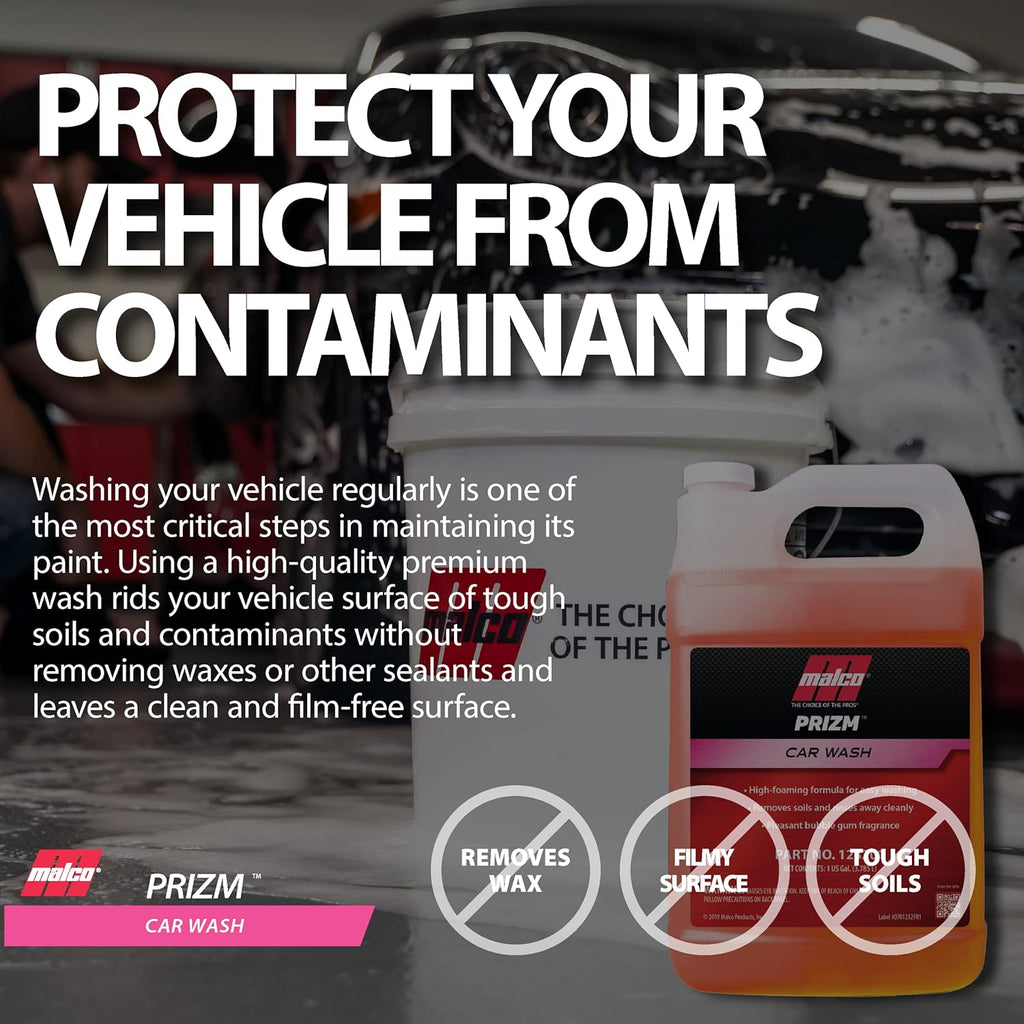 Prizm Car Wash – Hard-Working, High-Foaming Automotive Cleaner/Formulated to Remove Soils and Rinse Away Cleanly/Excellent Cleaning Performance and Value / 1 Gallon (123201)