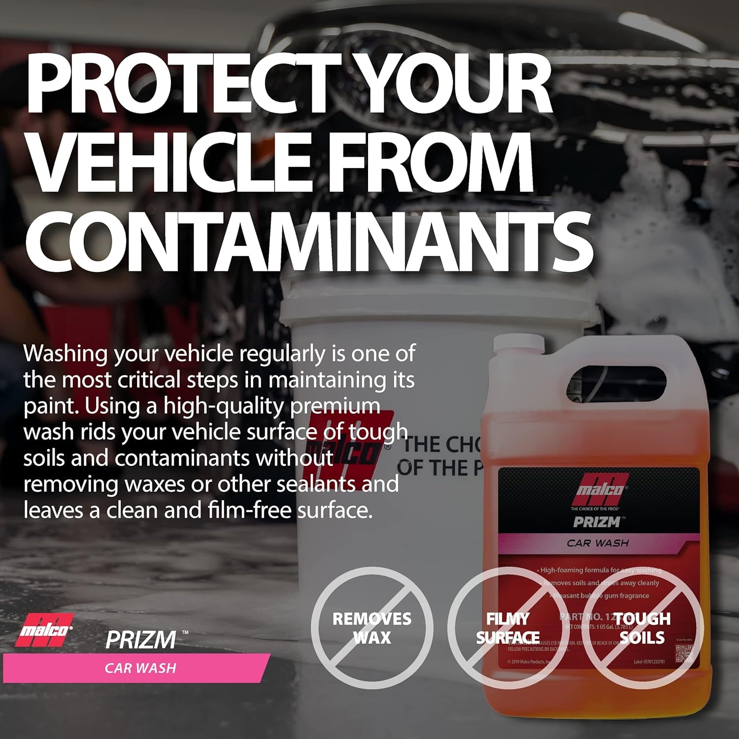 Prizm Car Wash – Hard-Working, High-Foaming Automotive Cleaner/Formulated to Remove Soils and Rinse Away Cleanly/Excellent Cleaning Performance and Value / 1 Gallon (123201)