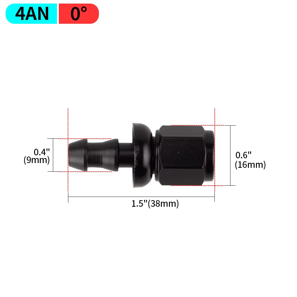 0/45/90/180 Degree AN4/AN6/AN8/AN10/AN12 Straight Female Swivel to Push Lock Barb Hose End Fitting Oil Fuel Hose End Adaptor Kit