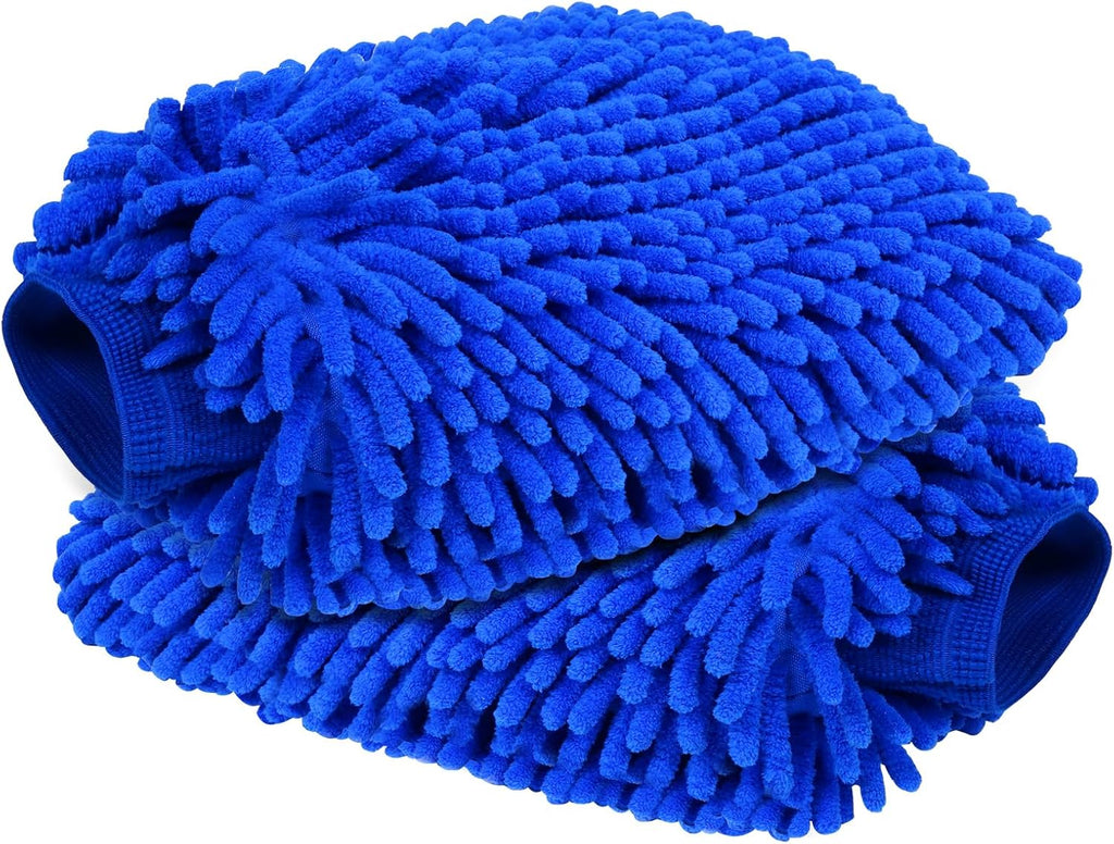 11" * 7.8" Waterproof Microfiber Washing Mitts, Scratch-Free, Dusting Mitts in Car Wash Kit. Blue *2