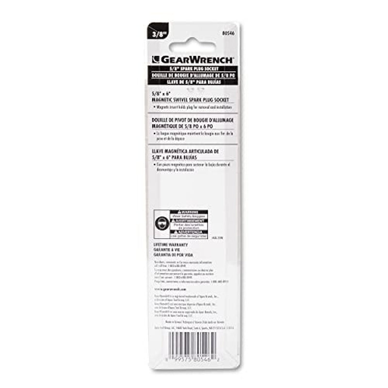 GEARWRENCH 80546 5/8-Inch X 6-Inch Swivel Spark Plug Socket