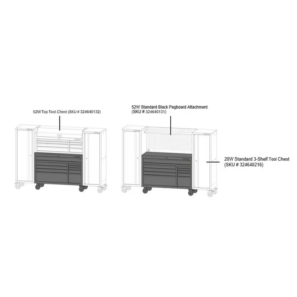 Modular Tool Storage 52 In. W X 20 In. D Standard Duty Black Mobile Workbench Cabinet