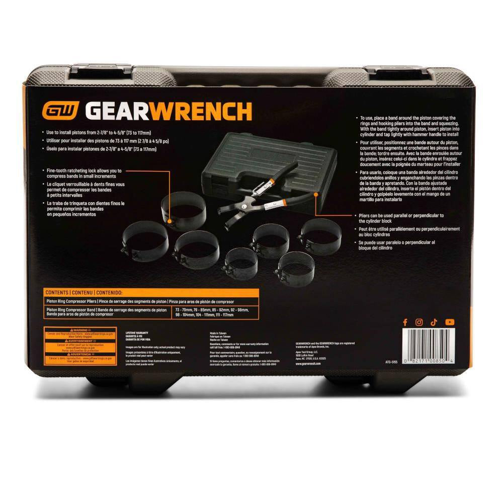 2-7/8 In. X 4-3/8 in Piston Ring Plier Compressor Set (8-Piece)