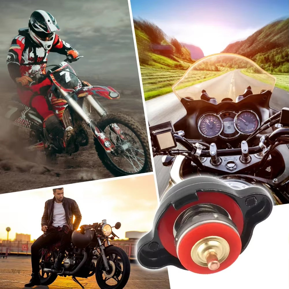 1.8 Bar High Pressure Water Tank Thermostatic Radiator Cap 25.6Psi Temp Gauge for Honda Yamaha Kawasaki Suzuki Motorcycle ATV