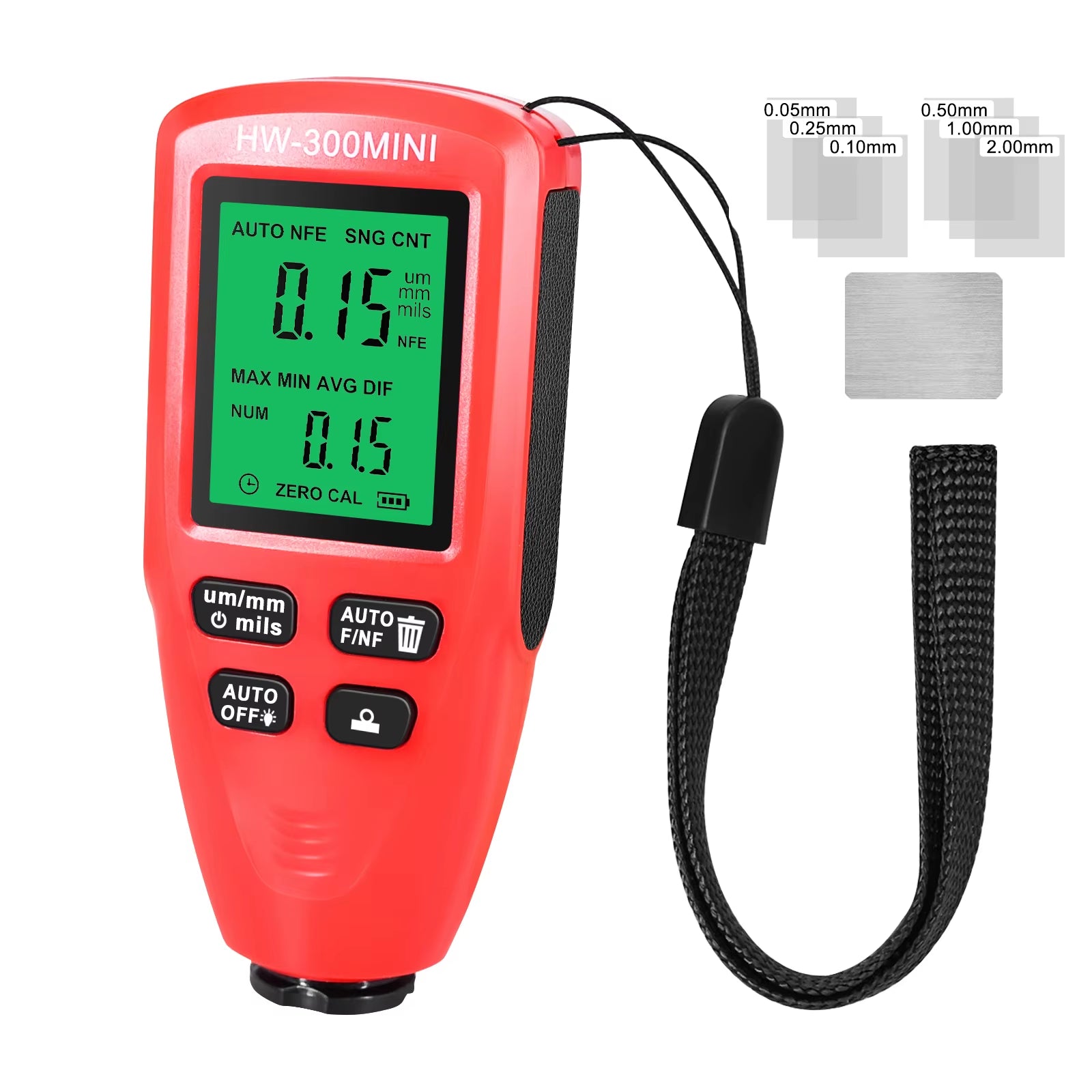 HW-300 Car Paint Thickness Gauge 0-2000UM Fe & Nfe Film Coating Automatic Thickness Tester Manual Auto Paint Tools